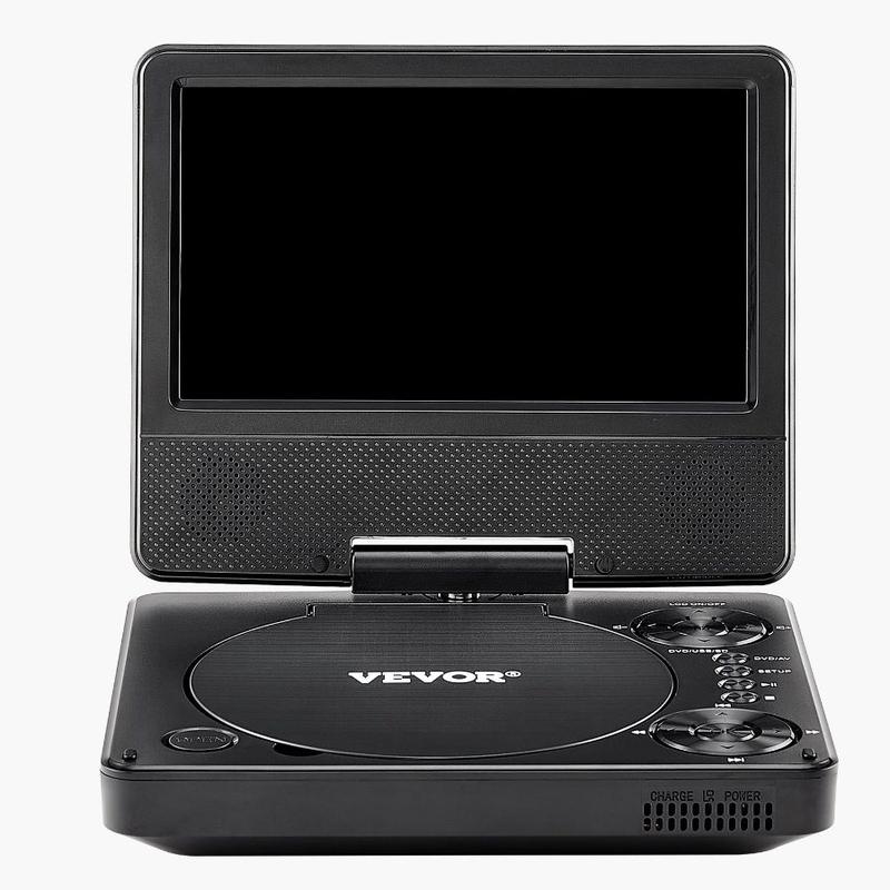 VEVOR Portable DVD Player, 9 inch HD Swivel Display Screen, 4 Hours Built - in Rechargeable Battery, Dual Speakers, Support Sync TV/USB/SD Card/CD/DVD, Car Charger, AC Power Adapter, Remote Control