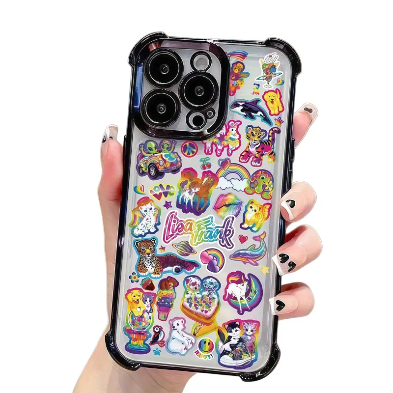 Viral Y2K Retro Li.sa Frank Phone Case Colorful Rainbow Animal Sticker Bomb Print Shockproof   tpu  Phone Cover Compatible for iPhone 17Promax 16 15 14 13 12 11 and for SamsungS22 S23 S24 S25 S26Ultra Cute Gift for Her Him