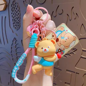 Cartoon God of Love Angel Wings Butter Bear Archery Keyring Cute Doughnut Hug Heart Bear Fruit Machine Toy Bag Key Chain Pendant