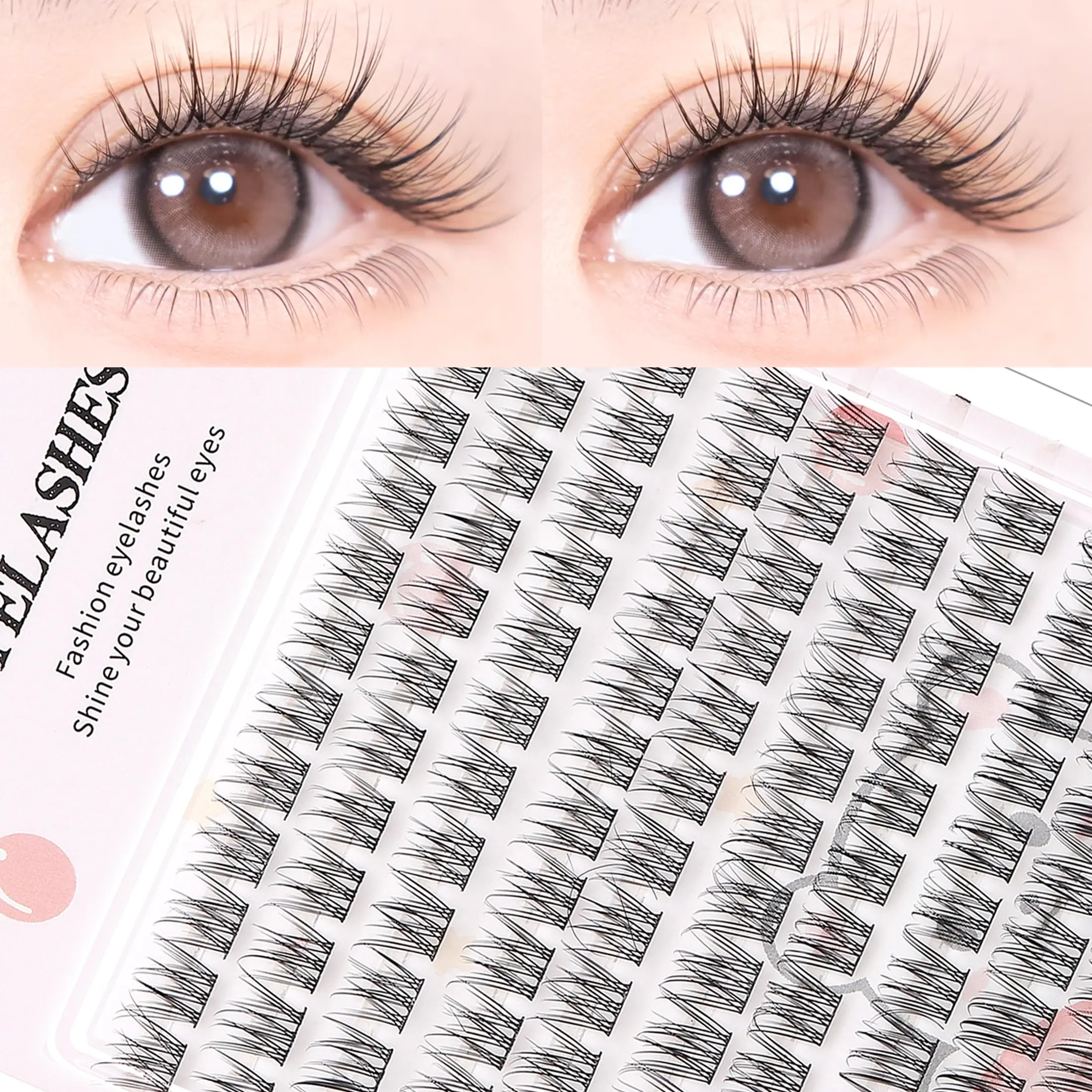 Clear Sensation False Lashes, 120 Pairs Japanese Korean Lash Set, Soft Fine Fiber Design, Gentle Sparkling Big Eyes, Suitable for Daily Makeup
