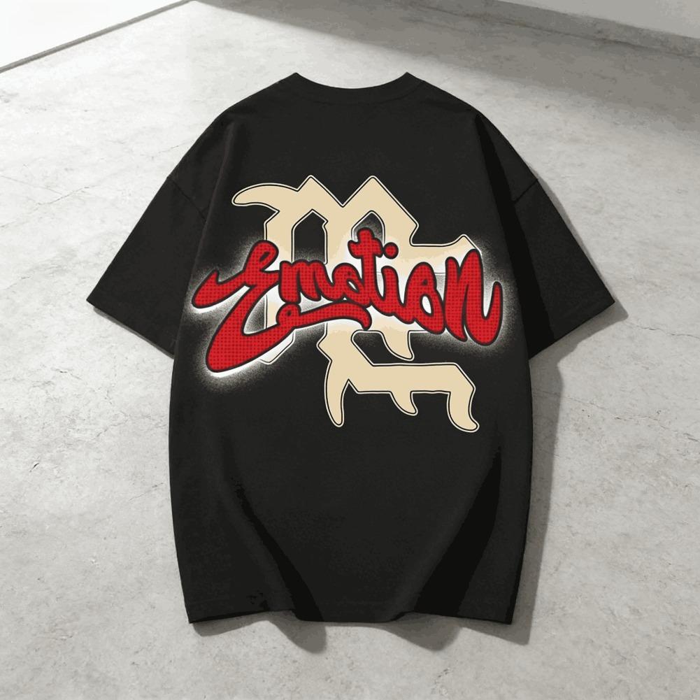 MIXED EMOTION Rhinestone Short Sleeve Black Mens Tshirts Streetwear Cotton Loose Round Neck Top Tees Oversized Unisex Y2K Graphic Casual Outdoor Summer Trendy Fashion