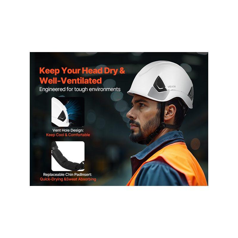 VEVOR Safety Helmet, ANSI/ISEA Z89.1 Approved ABS Safety Hard Hat with 6-Point Ratchet Suspension, Adjustable Vented Hardhat for Men Women Adults, for Outdoor Indoor Industrial Construction Workwear