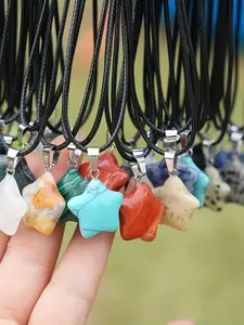 40 Pieces Random Color Star Shaped Pendants with Adjustable PU Rope, Unisex Jewelry Making Kit, 20 Pendants + 20 Necklaces