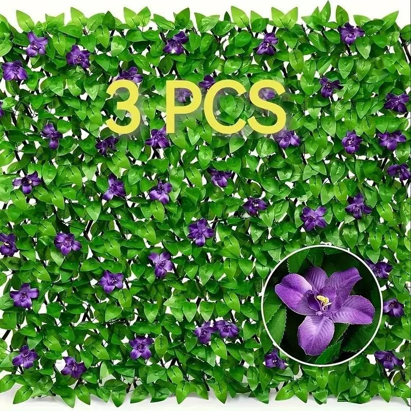 Expandable Fence Screen, Floral Artificial Hedge Grid Board, Garden Privacy Wall Decor, Easy Install Weatherproof Design, Perfect Gift