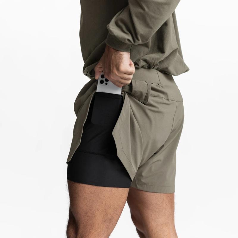 Kyn Apparel Mens 2 IN 1 Fitness Shorts Gym Bodybuilding Nylon Stretch Shorts Two Pieces GYM Camo Training Running Workout Short Pants 4XL