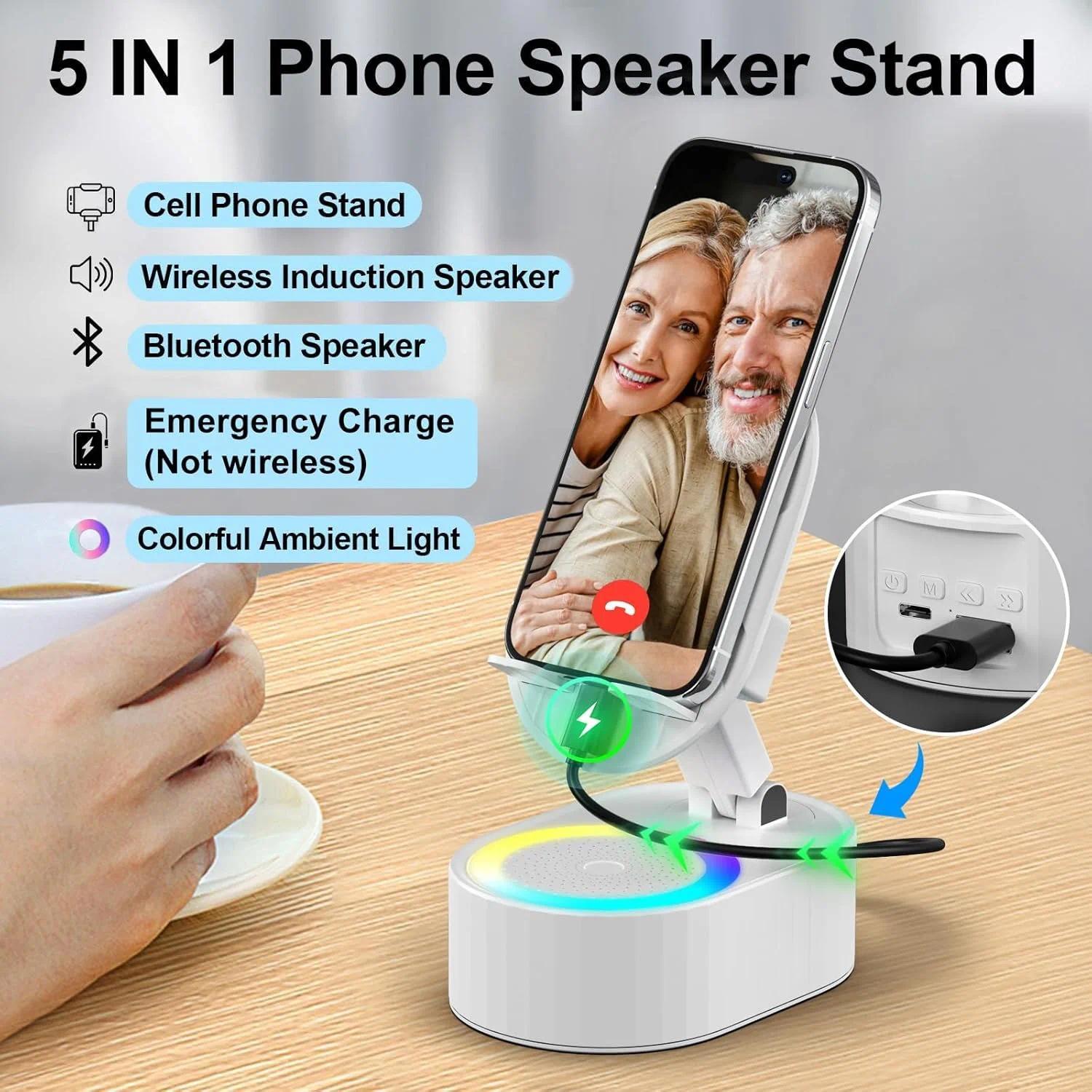 New Cell Phone Holder Stand With Bluetooth Speaker Adjustable Desktop Live Lazy Tablet Bracket Support Portable Wireless Speaker