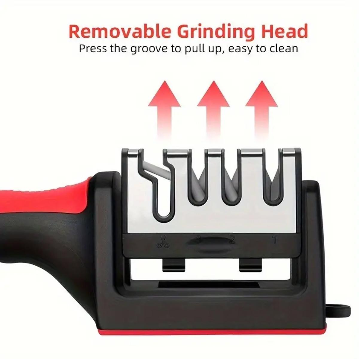 4 Stages Professional Knife Sharpener, Knife Sharpening Tool with Tungsten & Diamond & Ceramic Sharpening Rod, Knife Sharpening Tool for Kitchen & Outdoor Use