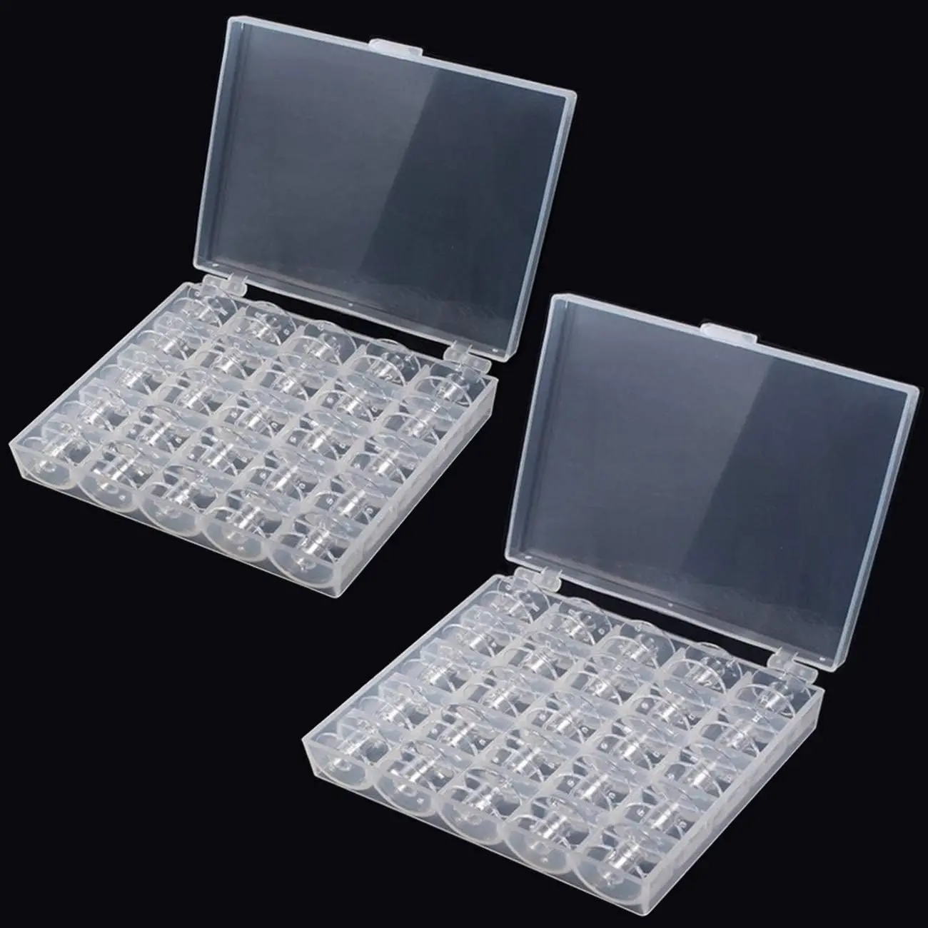Bobbin Box,Machine Bobbin Organizer Plastic Case,Transparent 25 Slots Empty Bobbins Spools Box,Sewing Craft Plastic Case Storage Box for Sewing Machine
