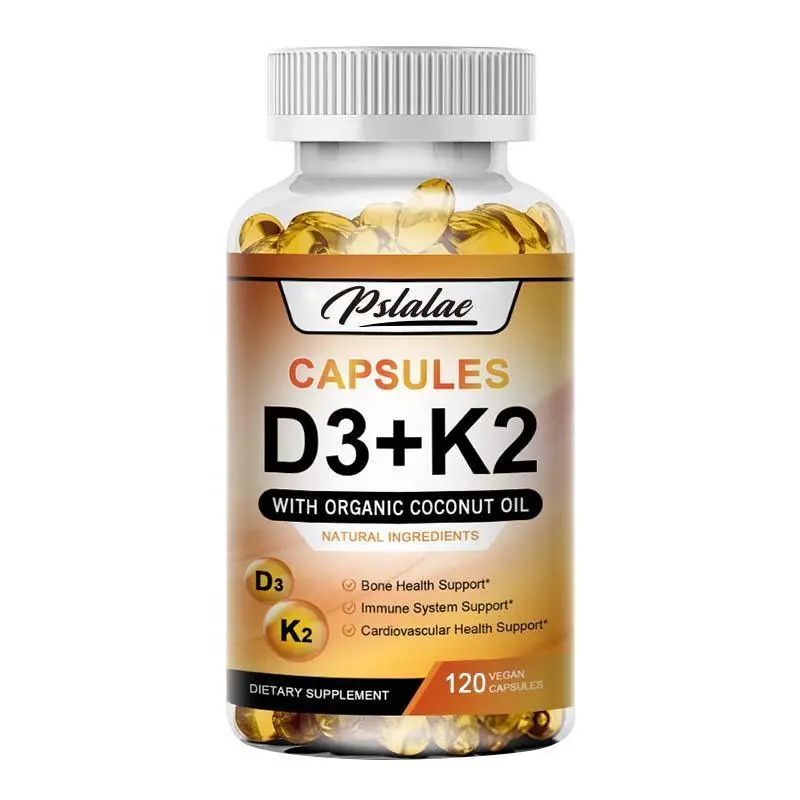 Pslalae Dietary Supplements - Fortified with Vitamin D3 + K2 and Organic Coconut Oil - Supports Vitamin Absorption - High Absorption Rate - 120 Capsules