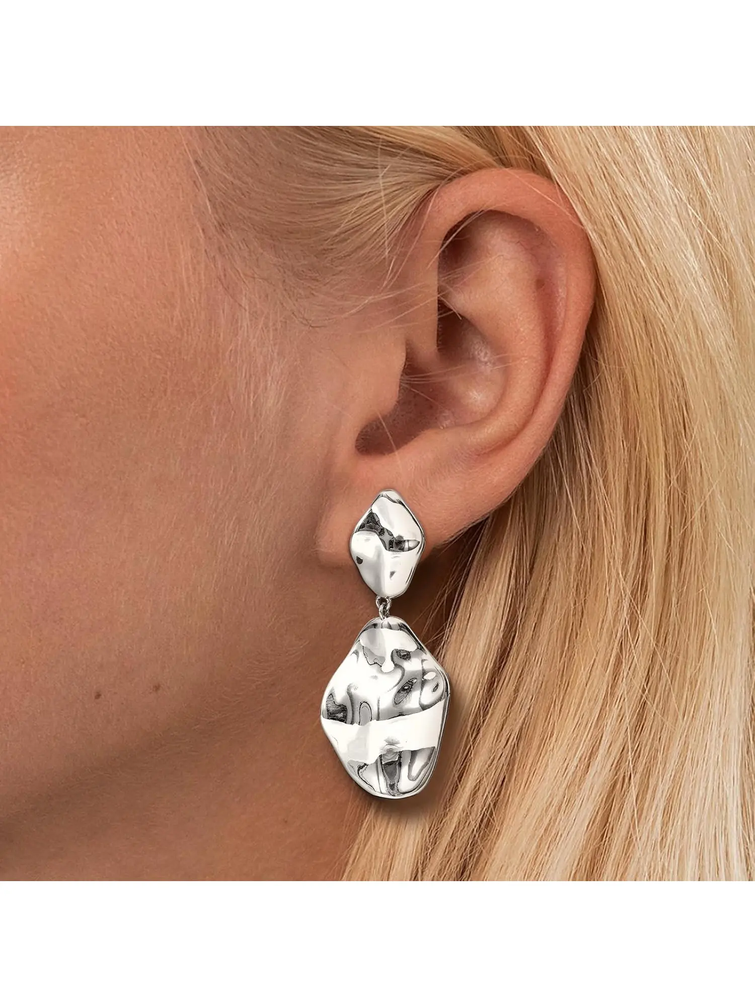 1 Pair Silver Earrings for Women Earrings Dangle Drop Earrings Silver Statement Earrings Lightweight Hammered Earrings for Women