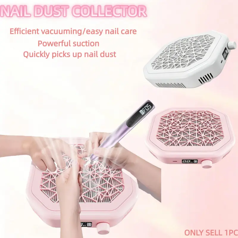 Portable Rechargeable Nail Dust Collector, 4200 Rpm, 10 Adjustable Suction Levels, Washable Filter, Ideal for Manicure Salons and Home Use