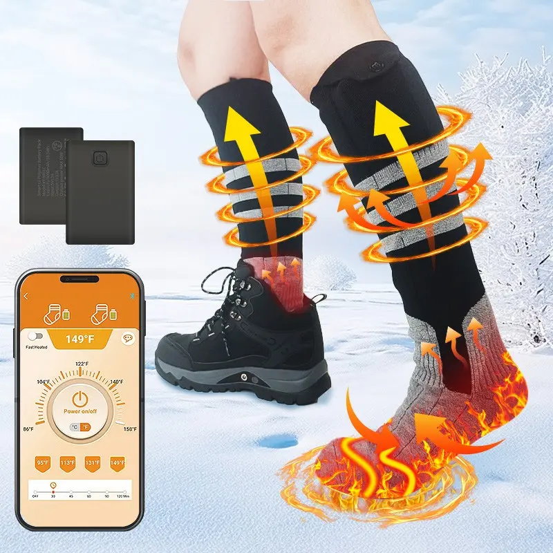Outdoor Heated Socks, Rechargeable Electric Warm Socks, Washable Winter Foot Warmer, Hunting Cycling Skiing Heat Socks, Snowboard Socks