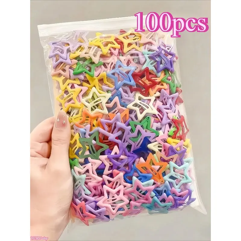 100 Pcs Star Hair Clips, Y2K Colorful Star Design, Cute, Playful and Vibrant Accessories, Fun Hair Clips, Perfect for Girls' Daily Use, Weekend, Birthday Parties Hairclips