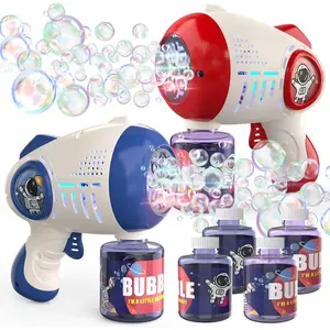 SleekHush Eagle Stone 2-Pack Durable Automatic Light-Up Bubble Blower, ABS Plastic, Powerful Motor, 8-Hole Special Openings, 4 Refill Bottles, 10 Bags, 5000 Output, 16 Ft Reach, LED Lights, Continuous Bubble Fun for Weddings, Birthdays