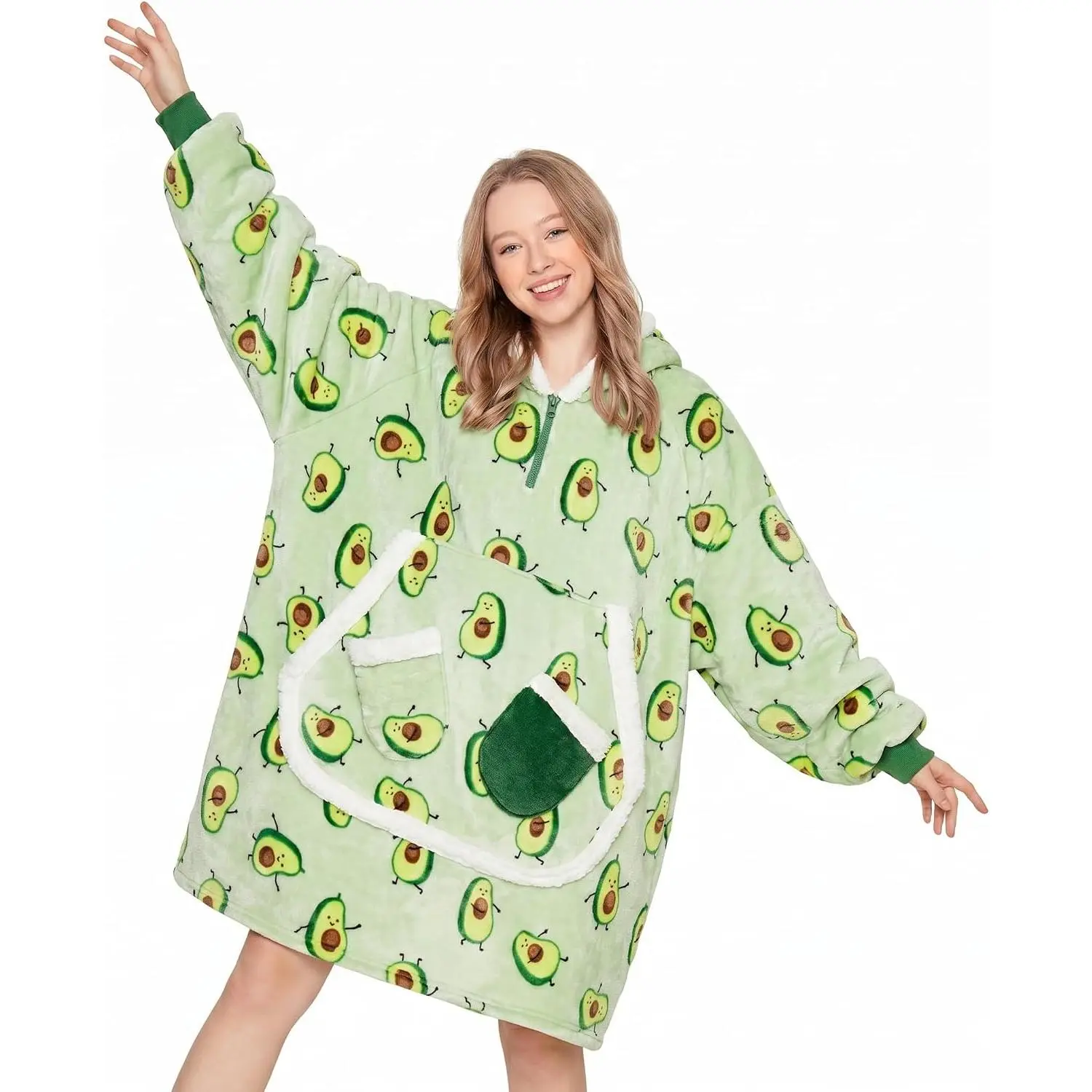 Wearable Blanket Hoodie, Hooded Blanket with Pocket Avocado |  Hooded Blanket Hoodie, Flannel Fabric, Machine Wash, Pockets