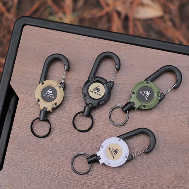 Outdoor 3-in-1 Retractable Keychain with Steel Wire – Carabiner, Magnetic Lock, Multi-Purpose for Hiking, Camping, Fishing & Commuting