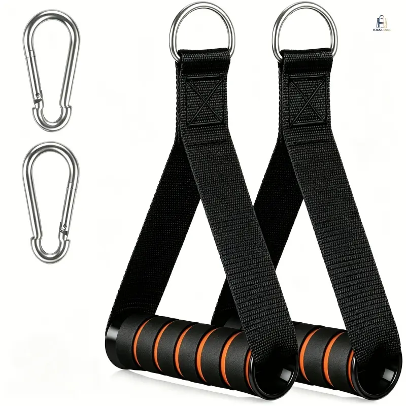 2Pcs Ergonomic D-Shape Cable Handles, Non-Slip Gym Grips with Carabiner Clips, Fitness Workout Attachment for Triceps Strength Training Accessories, D-Shape Grips,sohochic