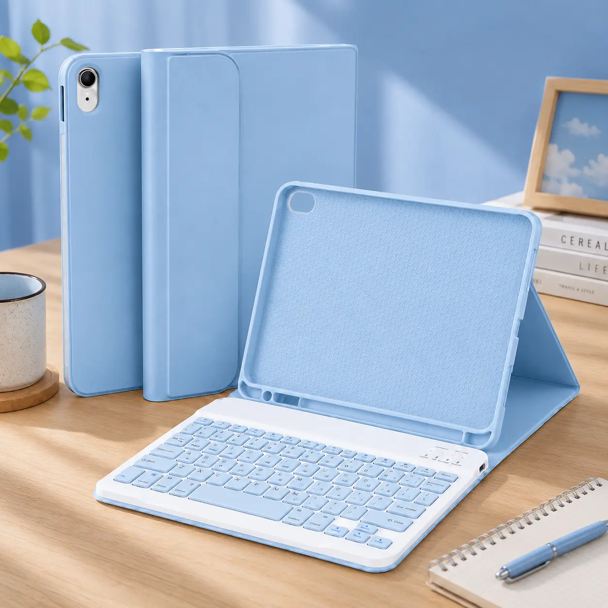 iPad 11 Inch 2025 Keyboard Case with Detachable Bluetooth Keyboard Pencil Holder for iPad 10.9 Inch 2022 Not Include iPad or Pencil