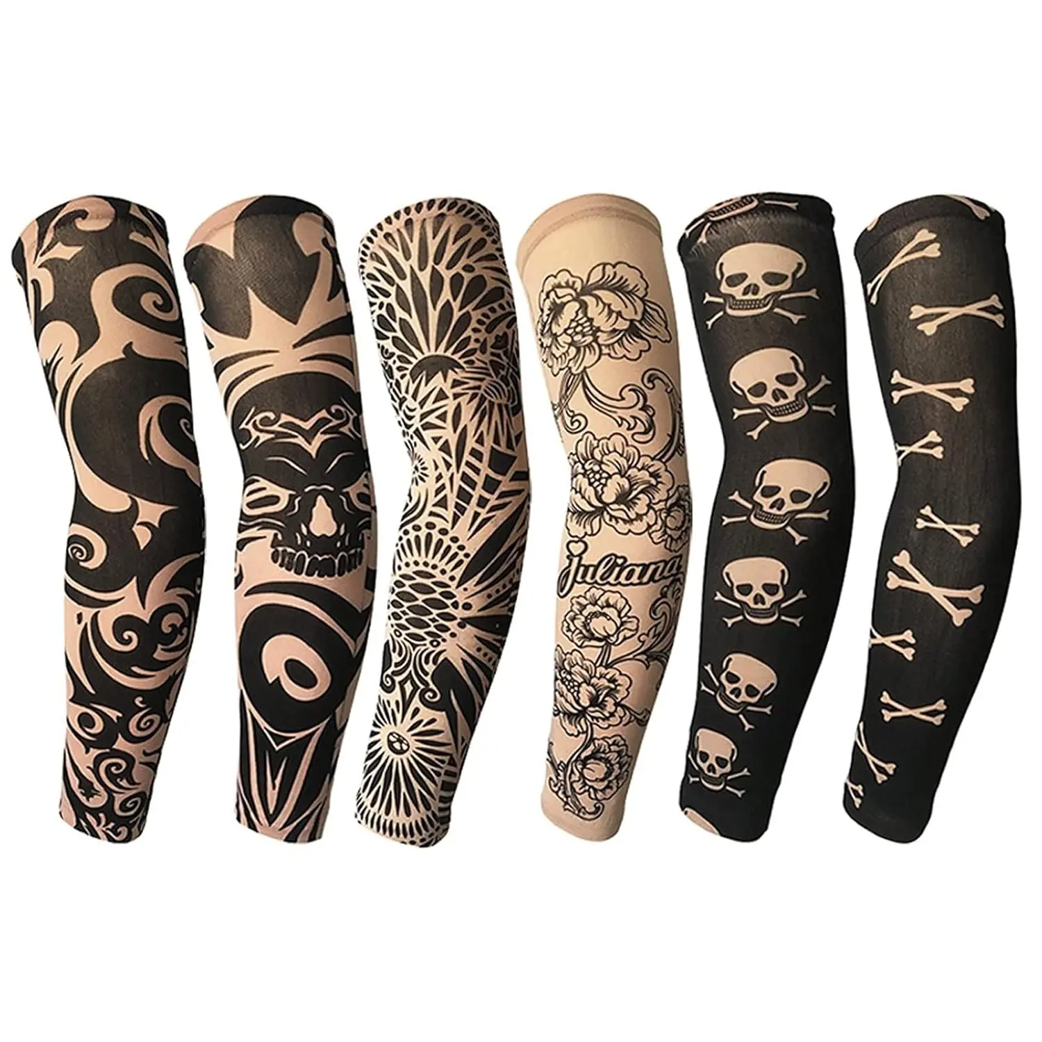 Tattoo Sleeves for Men, 6Pcs Arm Sleeves Fake Tattoos Sleeves to Cover Arms Sun Protection Sleeves Tattoo Sleeve Covers Temporary Tattoo Sleeves for Men and Women (Set 5)