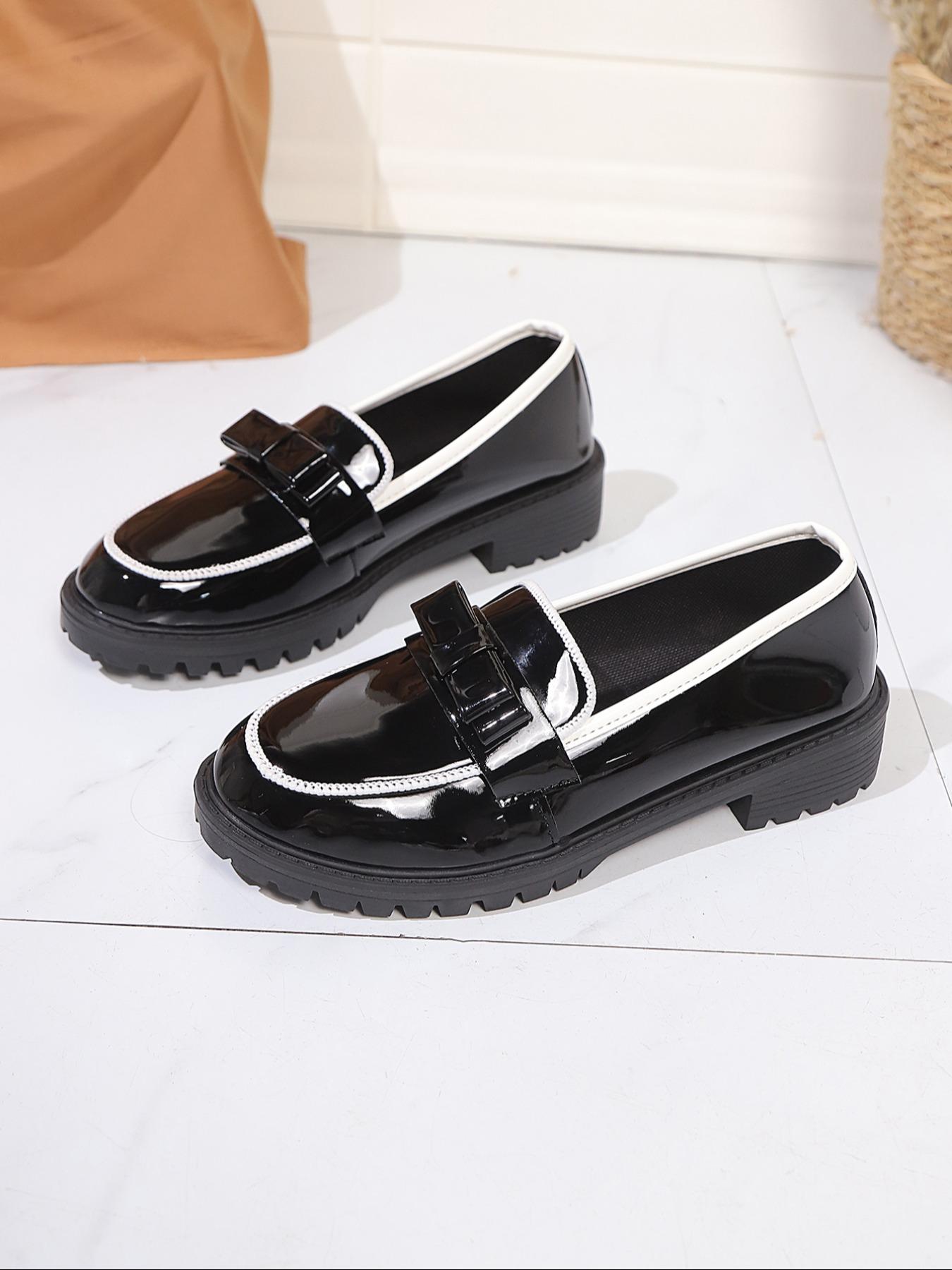 Women's Fashionable Red Color Round Toe Loafers, Pu Leather Loafers, Casual Versatile Chain Decorated Platform Shoes for Daily Wear, Lightweight Breathable Comfortable Shoes for Daily Wear, Footwear