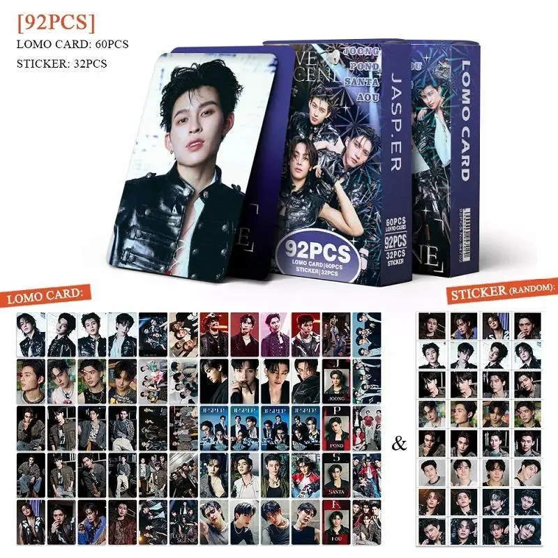  92PCS JASP.ER Love Scene Photocards Set 60 Lomo Cards + 32 Stickers Joong Pond Santa Aou Thai Idol Merch For Fans
