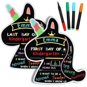 First and Last Day of School Chalkboard Sign with 4 Chalk Markers -11''×11.9'' Double Sided  to School Sign Photo Prop for   (Black-Unicorn)