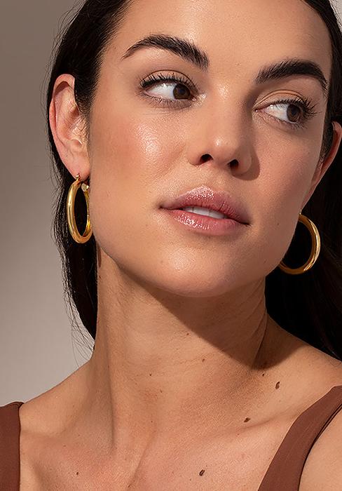 valentine gifts for her-Women’s Big Gold Hoop Earrings, 3mm Wide Oversized Hoops, Minimalist Statement Jewelry, 30/40/50/60mm