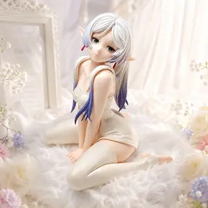 Frieren Sleepwear Figurine, Elf Girl with Pearl Nightgown, Plush Base, 15cm, Detailed Eyes, Perfect for Fans and Desk Decor