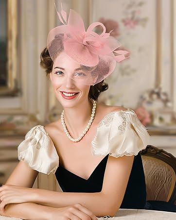 Fascinator Hats for Women Tea Party Hats and Gloves Pearl  display picture 3
