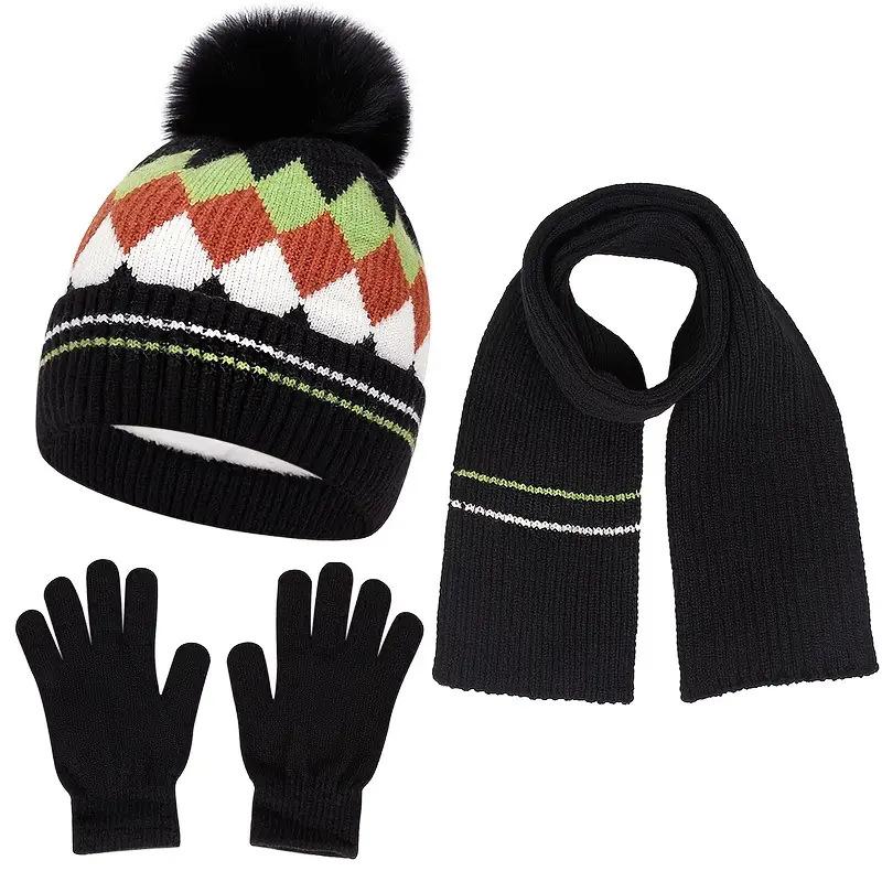 Autumn and Winter Set for Kids: Windproof Warm Gloves, Scarf, and Hat - Outdoor Travel Essentials