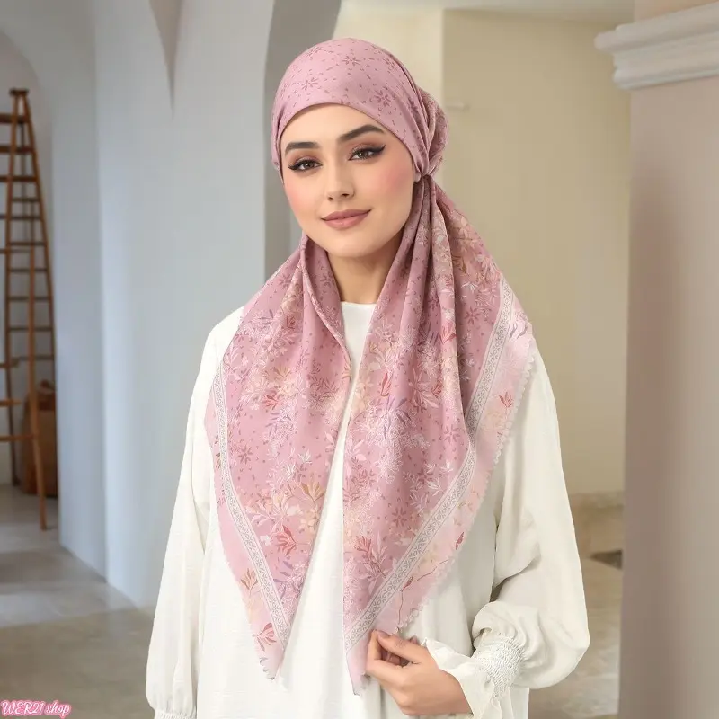 Wavy Edge Digital Print Stretch Head Wrap Cap | Viral 2026 Malaysian Trendy Turban Hat, Versatile Pullover Base Head Cover, Fashion Women Head Accessory for Daily Street OOTD Travel Vacation Holiday Gift