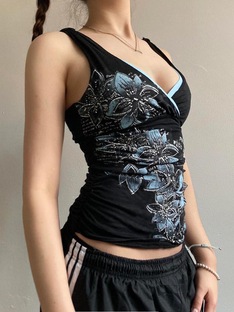 Women's Floral Print Tank Top, Casual Sleeveless Top for Holiday Vacation Daily Wear, Ladies Clothes for Summer