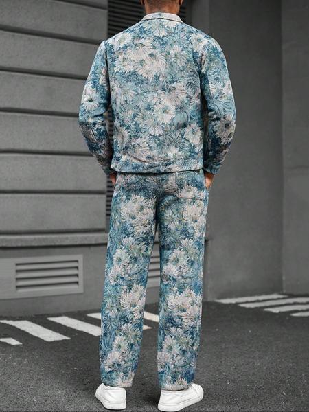 Men's Jacquard Shirt Pants Set, Spring Summer Family Gathering, Casual Daily Wear, Comfortable Fabric, Stylish Design