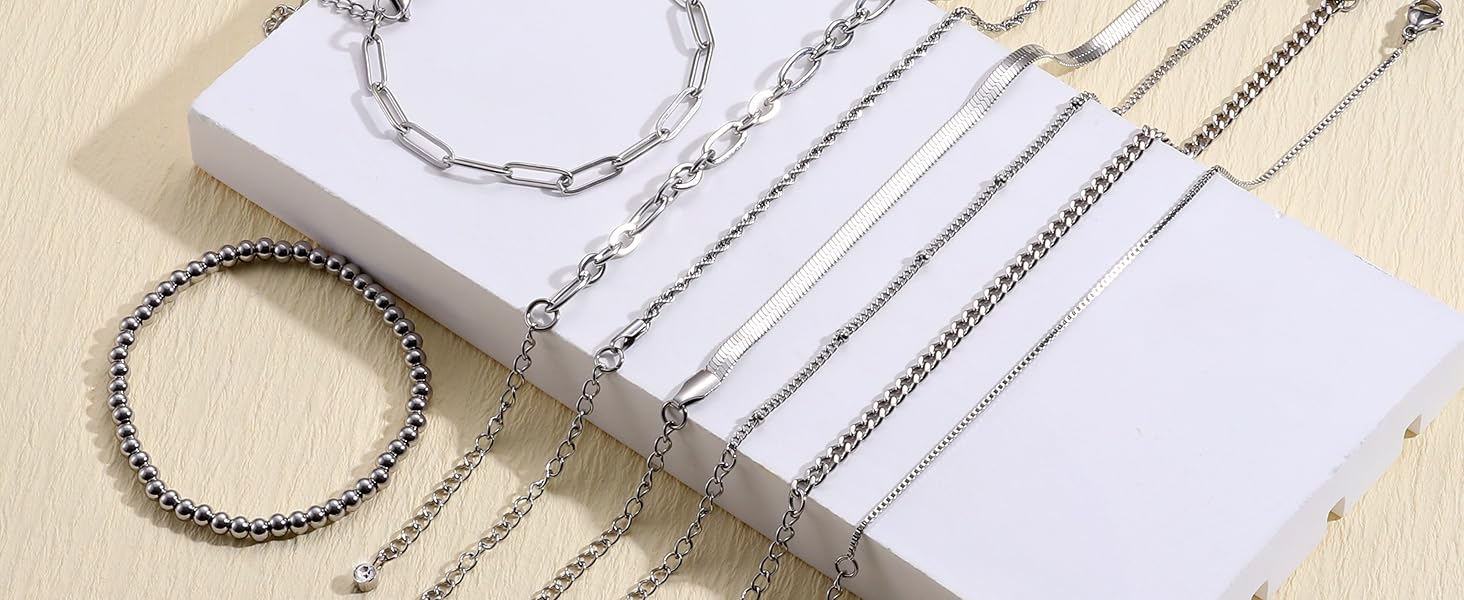 Sanfenly 8Pcs Gold Bracelets For Women, 14K Real Gold Plated Dainty Trendy Stackable Stacking Bracelets Chain Charm Link Paperclip Beaded Bracelet Stainless Steel Stretch Layered Women's Bracelet Sets Sanfenly 8Pcs Gold Bracelets For Women, 14K Real Gold Plated Dainty Trendy Stackable Stacking Bracelets Chain Charm Link Paperclip Beaded Bracelet Stainless Steel Stretch Layered Women's Bracelet Sets