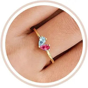 Gold Heart Birthstone Rings for Women Non Tarnish Stackable Pinky Ring Dainty 14K Gold Plated CZ Gemstone Ring Wedding Promise Ring Birthday Jewelry Gift for Mom