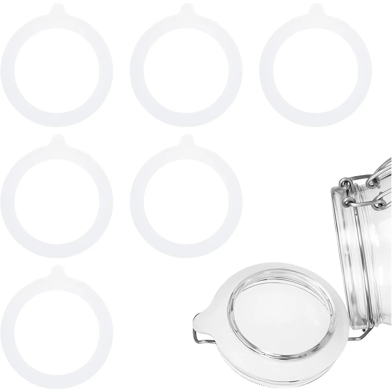 6 count  Jar Gaskets, Large 4.5Inch Airtight Rubber Seals Rings for Glass Jars  Gasket Leak-Proof Canning Jar Rings for 3.5 Inch Mouth Glass Jars