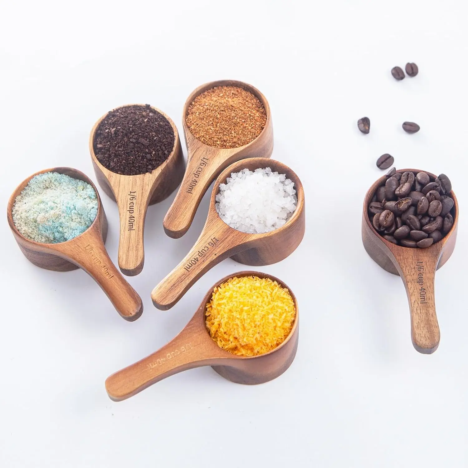 Wooden Scoops for Canisters Wooden Scoops for Jars Measuring Spoons for Ground Coffee Scoop 6pcs Small Wood Scoop Kitchen Scoop Coffee Measuring Spoon for Salt Laundry Detergent -Multipurpose