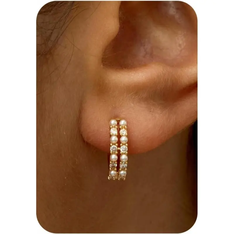 Gold earrings, 14K gold-plated hoops, hypoallergenic lightweight earrings for women as a gift