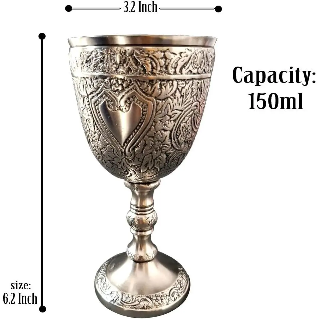 Vintage Wine Goblet Renaissance Medieval Roman King Arthur Drinking Chalice 150ml Pewter Antique Unique Gift