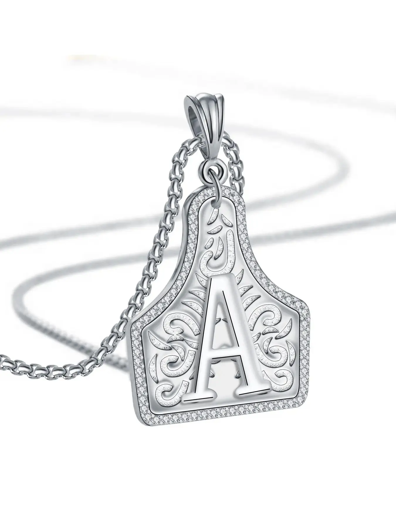 Western Cowgirl Initial Letter Necklace for Women, Cattle Tag Initial Name Engraved Pendant Necklace, Western Charm Jewelry Gift for Women Men, Copper Pendant Necklaces