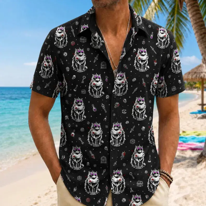 Princess Donut Button Shirt, The Desperado Club Hawaiian Shirt, Dungeon Crawler Carl Men Shirt, Gift For Dad, Geeky Cat Lover