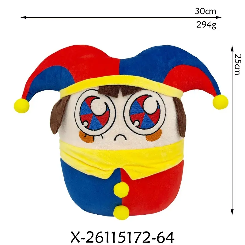 The Amazing Digital Circus Pom‑ni Plush Pillow, 30×25cm Soft Stuffed Cushion, Cute Jester Character Throw Pillow Home Sofa Decoration Plush Toy Gift For Fans