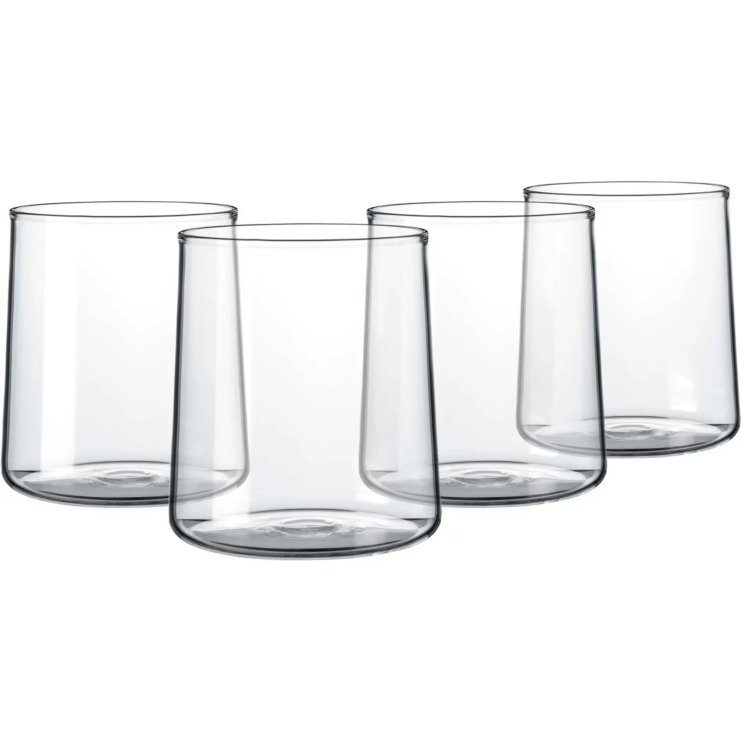 Clear Glass Tumbler Set of 4 – 16.5 oz Borosilicate Drinking Glasses – Durable, Lead-Free, Dishwasher Safe – Modern Water, Juice, Cocktail Glasses