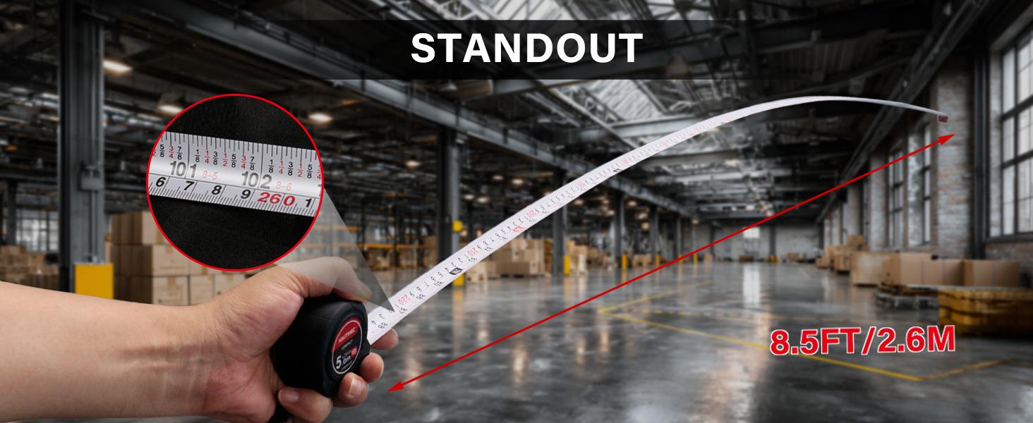 Tape Measure 16ft/5m 6-Pack with Magnetic Hook & Finger Brake Lock |   Fraction 1/8" Dual Metric and Imperial Scale |   Compact for Builders, Woodworkers & Wholesale 25039