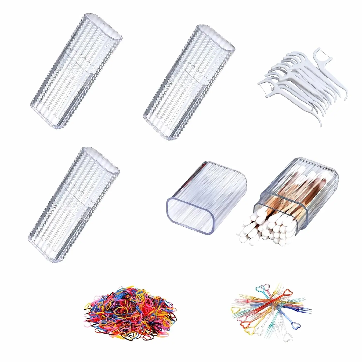 Clear Mini Storage Boxes with Mid Opening Lid, Transparent Travel  Swab Organizer for , Hair Ties,  Floss, 4.1 x 1.3 x 0.8 Inches, 4 Pack