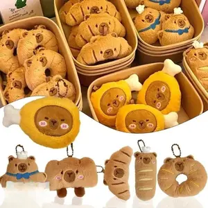 1-20PCS Kawaii Capybara Plush Pendant Cute Cartoon Food Themed Doll Charm for Bags Backpacks Party Favors Birthday Gift Ideas