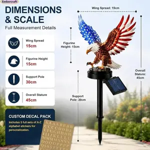 Viral America 250 Solar Eagle Garden Stake Light, Patriotic Outdoor Yard Decor with Waterproof LED Glow, Commemorative Memorial Day & 4th of July Statue, Americana Pathway Accent, Personalized Gift