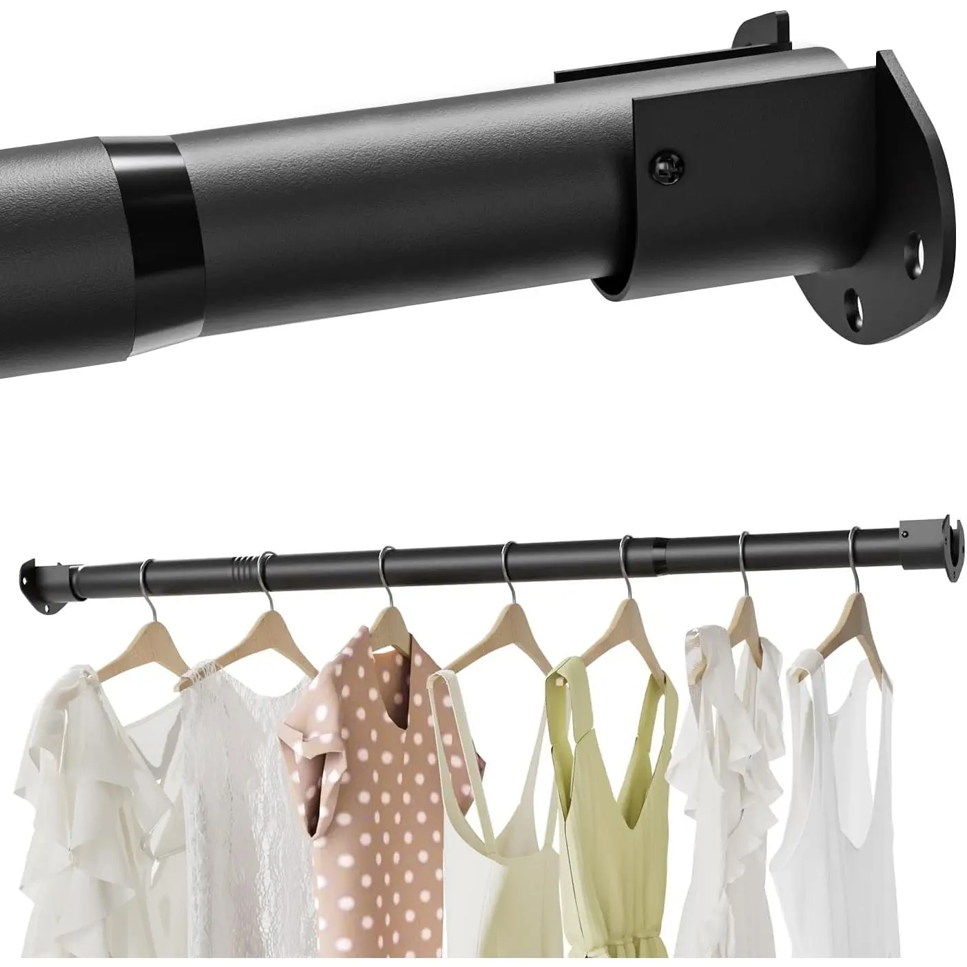 16.5 to 88 Inches Stepless Adjustable Heavy Duty Closet Rods for Hanging Clothes, for Closet Wardrobes Laundry