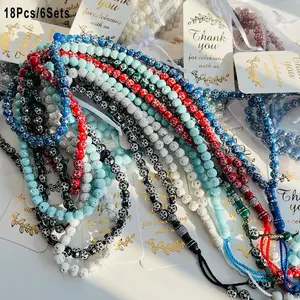18Pcs/6Sets Ramadan Gifts Islamic Prayer Beads, 99 Beads Muslim Misbaha Tasbih Handmade Rosary, Perfect for Eid, Hajj, Umrah, Daily Worship & Various Muslim Festivals, Muslim Events Gifts, Islamic New Year, Arafat Day souvenirs, Ashura gifts, wedding