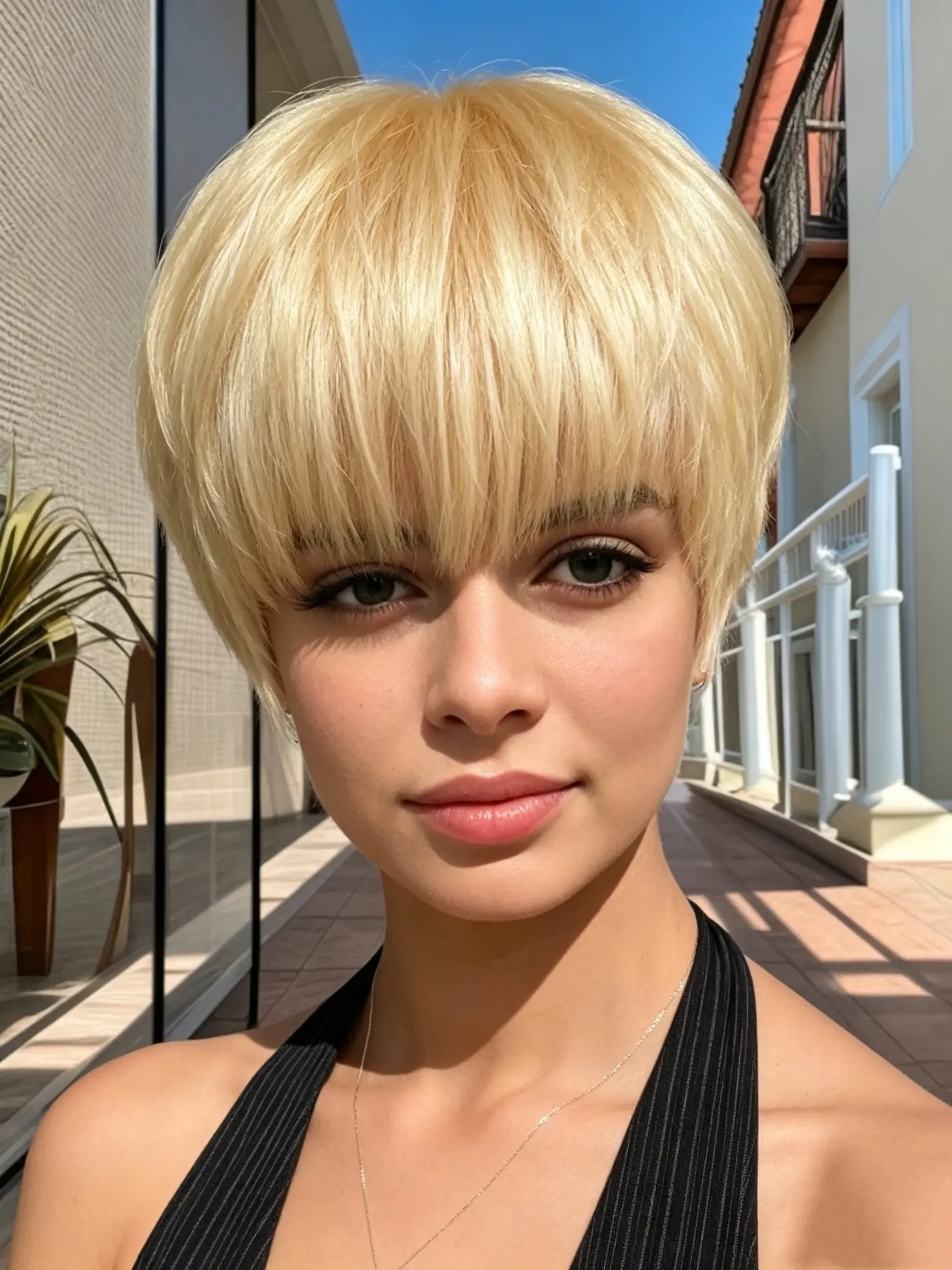 613 Blonde Short Layered Straight Pixie Human Hair Wig Glueless Full Machine Made Wigs